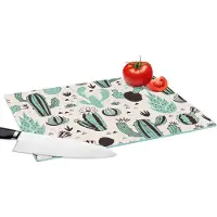 KitchenYeah Glazen Snijplank - 39x28 - Cactus - Patroon - Bloemen - Snijplanken Glas