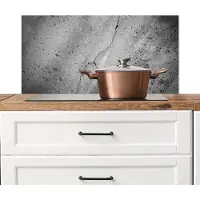 KitchenYeah Spatscherm keuken 90x45 cm - Kookplaat achterwand Beton - Grijs - Ruig - Industrieel - Vintage - Muurbeschermer - Spatwand fornuis - Hoogwaardig aluminium
