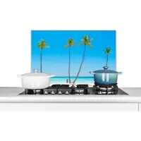 KitchenYeah Spatscherm keuken 60x40 cm - Kookplaat achterwand Zee - Palmbomen - Schaduw - Muurbeschermer - Spatwand fornuis - Hoogwaardig aluminium