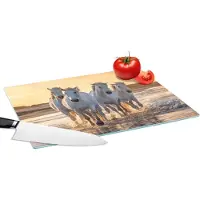 KitchenYeah Glazen Snijplank - 39x28 - Paarden - Water - Strand - Dieren - Snijplanken Glas