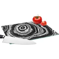 KitchenYeah Glazen Snijplank - 28x20 - Marmer - Grijs - Patronen - Snijplanken Glas