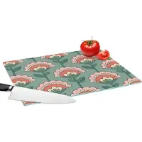 KitchenYeah Glazen Snijplank - 39x28 - Bloemen - Retro - Patronen - Snijplanken Glas