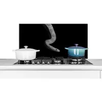 KitchenYeah Spatscherm keuken 80x40 cm - Kookplaat achterwand Dieren - Slang - Zwart - Wit - Portret - Muurbeschermer - Spatwand fornuis - Hoogwaardig aluminium