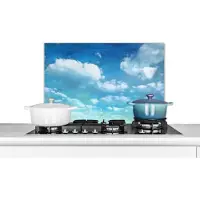 KitchenYeah Spatscherm keuken 60x40 cm - Kookplaat achterwand Wolken - Waterverf - Zomer - Muurbeschermer - Spatwand fornuis - Hoogwaardig aluminium