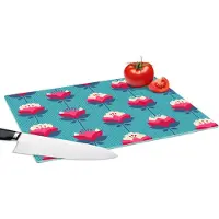 KitchenYeah Glazen Snijplank - 39x28 - Patronen - Retro - Bloemen - Lelie - Snijplanken Glas