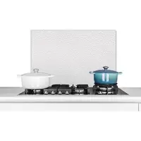 KitchenYeah Spatscherm keuken 70x50 cm - Kookplaat achterwand Leer - Structuur - Lederlook - Wit - Muurbeschermer - Spatwand fornuis - Hoogwaardig aluminium