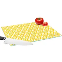 KitchenYeah Glazen Snijplank - 39x28 - Geometrie - Zomer - Diamant - Geel - Patroon - Snijplanken Glas