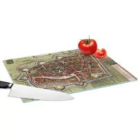 KitchenYeah Glazen Snijplank - 39x28 - Plattegrond - Leeuwarden - Kleuren - Snijplanken Glas