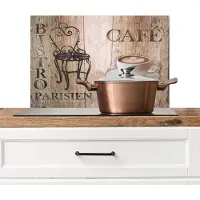 KitchenYeah Spatscherm keuken 60x40 cm - Kookplaat achterwand Bistro Parisien - Café - Koffie - Vintage - Muurbeschermer - Spatwand fornuis - Hoogwaardig aluminium