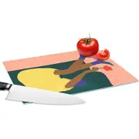 KitchenYeah Glazen Snijplank - 28x20 - Vrouw - Bloemen - Retro - Snijplanken Glas