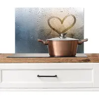 KitchenYeah Spatscherm keuken 60x40 cm - Kookplaat achterwand Hartje - Condens - Water - 3D - Muurbeschermer - Spatwand fornuis - Hoogwaardig aluminium