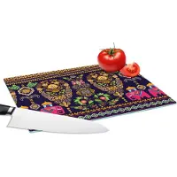 KitchenYeah Glazen Snijplank - 28x20 - Patronen - Olifant - Roze - Snijplanken Glas