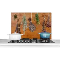 KitchenYeah Spatscherm keuken 80x55 cm - Kookplaat achterwand Gedroogde kruiden - Muurbeschermer - Spatwand fornuis - Hoogwaardig aluminium