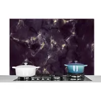 KitchenYeah Spatscherm keuken 120x80 cm - Kookplaat achterwand Goud - Edelstenen - Agaat steen - Geode - Muurbeschermer - Spatwand fornuis - Hoogwaardig aluminium