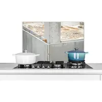 KitchenYeah Spatscherm keuken 70x50 cm - Kookplaat achterwand Beton - Bouwen - Bouwplaats - Muurbeschermer - Spatwand fornuis - Hoogwaardig aluminium
