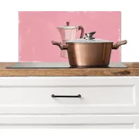 KitchenYeah Spatscherm keuken 60x30 cm - Kookplaat achterwand Roze - Mokkapot - Illustratie - Koffie - Muurbeschermer - Spatwand fornuis - Hoogwaardig aluminium