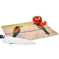KitchenYeah Glazen Snijplank - 28x20 - Vogels - Bijeneter - Dieren - Snijplanken Glas