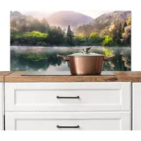 KitchenYeah Spatscherm keuken 100x50 cm - Kookplaat achterwand - Natuur landschap - Meer bergen - Muurbeschermer hittebestendig - Spatwand fornuis - Hoogwaardig aluminium - Wanddecoratie landelijk industrieel