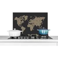 KitchenYeah Spatscherm keuken 60x40 cm - Kookplaat achterwand Wereldkaart - Dierenprint - Luipaard - Muurbeschermer - Spatwand fornuis - Hoogwaardig aluminium