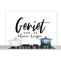 KitchenYeah Spatscherm keuken 120x80 cm - Kookplaat achterwand Geniet van de kleine dingen - Quotes - Spreuken - Muurbeschermer - Spatwand fornuis - Hoogwaardig aluminium