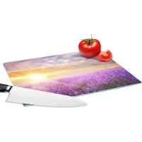 KitchenYeah Glazen Snijplank - 28x20 - Lavendel - Zon - Lucht - Natuur - Snijplanken Glas