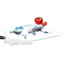 KitchenYeah Glazen Snijplank - 39x28 - Wereldkaart - Quotes - Adventure - Berg - Snijplanken Glas