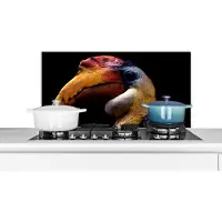 KitchenYeah Spatscherm keuken 90x45 cm - Kookplaat achterwand Vogel - Snavel - Zwart - Muurbeschermer - Spatwand fornuis - Hoogwaardig aluminium