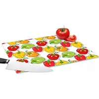 KitchenYeah Glazen Snijplank - 39x28 - Patroon - Eten - Paprika - Snijplanken Glas