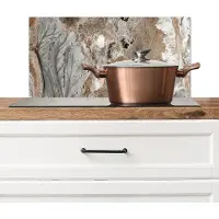 KitchenYeah Spatscherm keuken 70x30 cm - Kookplaat achterwand Abstract - Marmer print - Wit - Bruin - Marmerlook - Muurbeschermer - Spatwand fornuis - Hoogwaardig aluminium