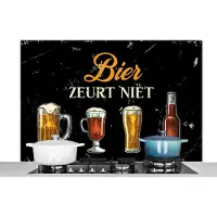 KitchenYeah Spatscherm keuken 120x80 cm - Kookplaat achterwand Bier - Spreuken bordjes - Mancave - Muurbeschermer - Spatwand fornuis - Hoogwaardig aluminium - Cadeau voor man