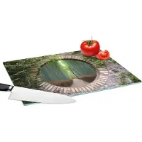 KitchenYeah Glazen Snijplank - 39x28 - Bamboe - Bos - Japans - Doorkijk - Snijplanken Glas