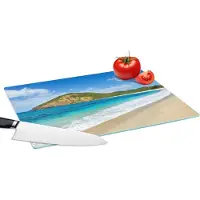 KitchenYeah Glazen Snijplank - 39x28 - Zee - Tropisch - Strand - Planten - Snijplanken Glas