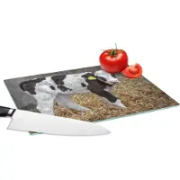 KitchenYeah Glazen Snijplank - 28x20 - Koe - Stro - Kalf - Dieren - Snijplanken Glas
