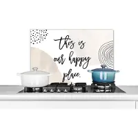 KitchenYeah Spatscherm keuken 60x40 cm - Kookplaat achterwand Quote - Geluk - Thuis - Muurbeschermer - Spatwand fornuis - Hoogwaardig aluminium