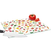 KitchenYeah Glazen Snijplank - 39x28 - Groenten - Regenboog - Vegan - Patroon - Snijplanken Glas