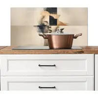 KitchenYeah Spatscherm keuken 90x45 cm - Kookplaat achterwand Goud - Vrouw - Rechthoeken - Muurbeschermer - Spatwand fornuis - Hoogwaardig aluminium