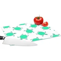 KitchenYeah Glazen Snijplank - 28x20 - Patroon - Schildpad - Groen - Snijplanken Glas