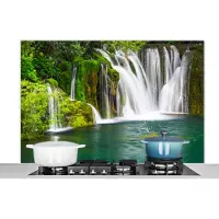 KitchenYeah Spatscherm keuken 120x80 cm - Kookplaat achterwand Verschillende watervallen bij het Nationaal park Erawan in Thailand - Muurbeschermer - Spatwand fornuis - Hoogwaardig aluminium