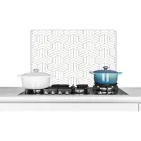 KitchenYeah Spatscherm - Patronen - Design - Abstract - Zwart - Wit -Spatwand - 60x40 cm