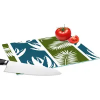 KitchenYeah Glazen Snijplank - 28x20 - Bladeren - Tropisch - Design - Hawaii - Snijplanken Glas