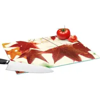KitchenYeah Glazen Snijplank - 39x28 - Herfstbladeren - November - Natuur - Bomen - Snijplanken Glas