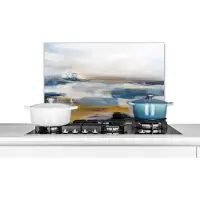 KitchenYeah Spatscherm keuken 70x50 cm - Kookplaat achterwand Olieverf - Schilderij - Abstract - Muurbeschermer - Spatwand fornuis - Hoogwaardig aluminium