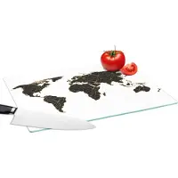 KitchenYeah Glazen Snijplank - 39x28 - Wereldkaart - Lijnen - Goud - Snijplanken Glas