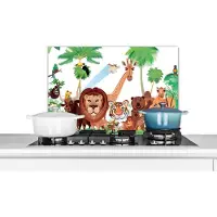 KitchenYeah Spatscherm keuken 70x50 cm - Kookplaat achterwand Wilde dieren - Jungle - Leeuw - Tijger - Meisjes - Kids - Jongens - Muurbeschermer - Spatwand fornuis - Hoogwaardig aluminium
