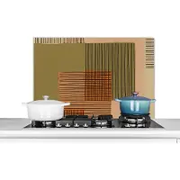 KitchenYeah Spatscherm keuken 90x60 cm - Kookplaat achterwand Abstract - Lijnen - Kubus - Patchwork - Muurbeschermer - Spatwand fornuis - Hoogwaardig aluminium