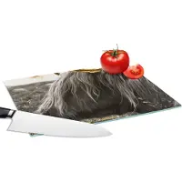 KitchenYeah Glazen Snijplank - 28x20 - Schotse Hooglander - Koe - Goud - Snijplanken Glas