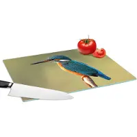 KitchenYeah Glazen Snijplank - 39x28 - IJsvogel - Tak - Dieren - Snijplanken Glas