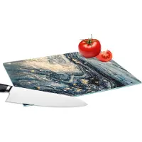 KitchenYeah Glazen Snijplank - 28x20 - Marmer - Verf - Glitter - Goud - Snijplanken Glas