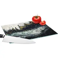 KitchenYeah Glazen Snijplank - 28x20 - Marmer - Abstract - Goud - Luxe - Snijplanken Glas