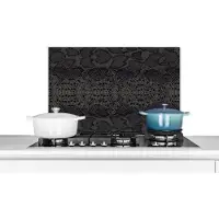 KitchenYeah Muurbeschermer - Leer - Zwart - Slangenprint - Structuur - Slang - 60x40 cm - Spatscherm - Spatwand keuken